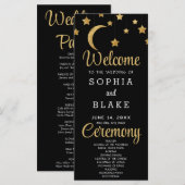 Gold Stars Crescent Moon Block Wedding Programm (Vorne/Hinten)