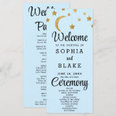 Gold Stars Crescent Moon Blue Wedding Program (Vorne/Hinten)