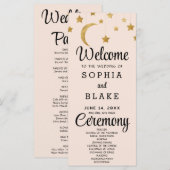 Gold Stars Crescent Moon Cream Wedding Program (Vorne/Hinten)