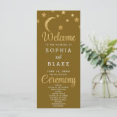 Gold Stars Crescent Moon Gold Wedding Program (Stehend Vorderseite)