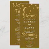Gold Stars Crescent Moon Gold Wedding Program (Vorne/Hinten)