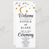 Gold Stars Crescent Moon White Wedding Programm (Vorne/Hinten)