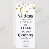 Gold Stars Crescent Moon White Wedding Programm (Vorderseite)