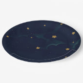 Gold Stars Dark Blue Night Sky Baby Dusche Party Pappteller (Schrägansicht)