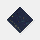 Gold Stars Dark Blue Night Sky Baby Dusche Party Serviette (Ecke)