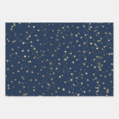 Gold Stars Deep Blue Geschenkpapier Set (Vorderseite 3)