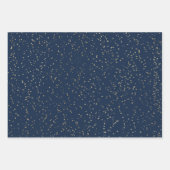 Gold Stars Deep Blue Geschenkpapier Set (Vorderseite)