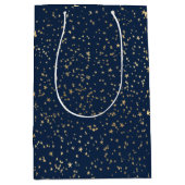 Gold Stars Deep Blue Mittlere Geschenktüte (Vorderseite)