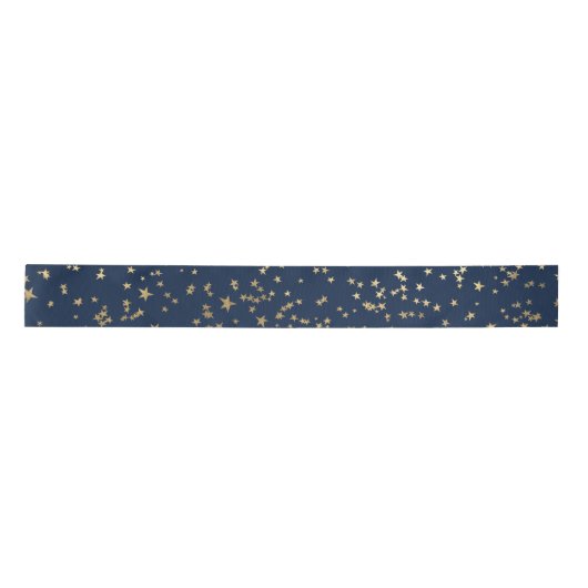 Gold Stars Deep Blue Satinband (Vorderseite)