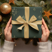 Gold Stars | Deep Green | Weihnachtsgeschenke Geschenkpapier