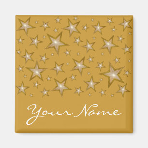 Gold Stars "Dein Name" Kühlschrankmagnet Gold