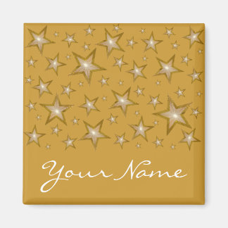 Gold Stars "Dein Name" Kühlschrankmagnet Gold