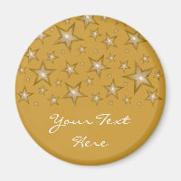 Gold Stars "Dein Text" Kühlschrankmagnet Gold