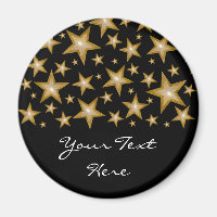 Gold Stars "Dein Text" Kühlschrankmagnet schwarz