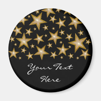 Gold Stars "Dein Text" Kühlschrankmagnet schwarz