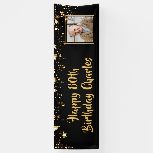 Gold Stars des 80. oder eines beliebigen Geburtsta Banner (Vertikal)