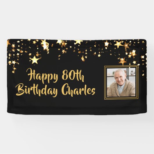 Gold Stars des 80. oder eines beliebigen Geburtsta Banner (Horizontal)