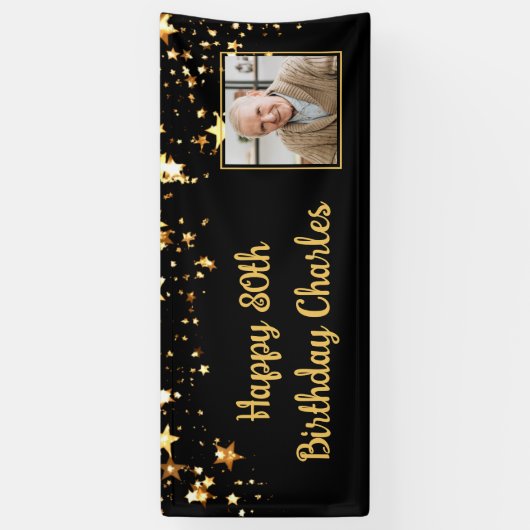 Gold Stars des 80. oder eines beliebigen Geburtsta Banner (Vertikal)