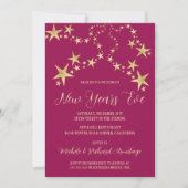Gold Stars Einladung für neue Jahre (Vorderseite)