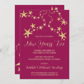 Gold Stars Einladung für neue Jahre (Vorne/Hinten)