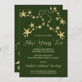 Gold Stars Einladung für neue Jahre (Vorne/Hinten)