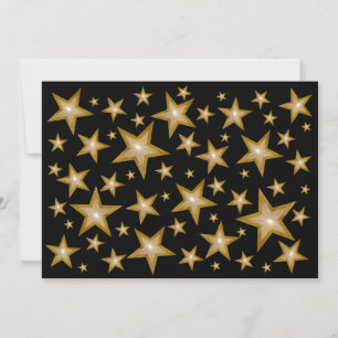 Gold Stars Einladung schwarz