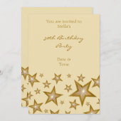 Gold Stars Einladung senkrechte Creme (Vorne/Hinten)