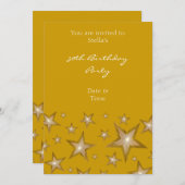 Gold Stars Einladung zu vertikalem Gold (Vorne/Hinten)