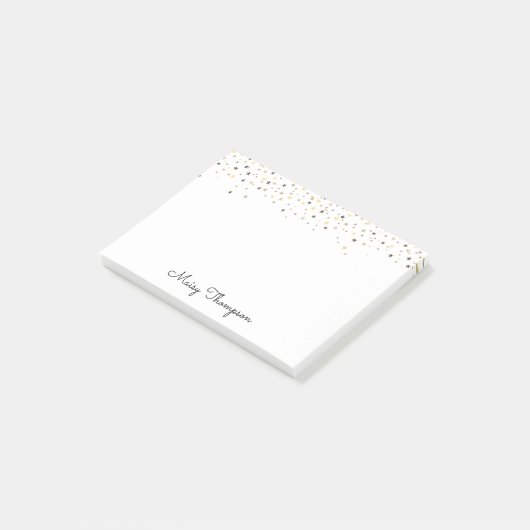 Gold Stars Eleganter Skriptname Post-it Klebezettel (angewinkelt)