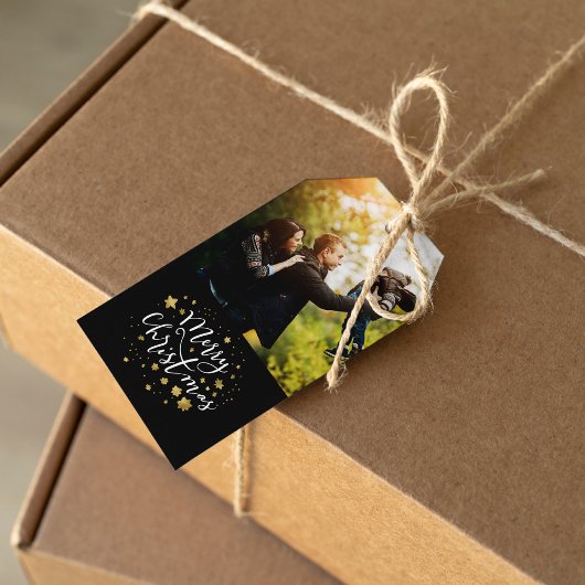 Gold Stars "Frohe Weihnachten" Geschenkanhänger