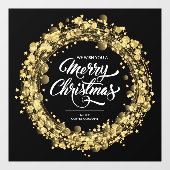 Gold Stars Frohe Weihnachten Schwarz Fensteraufkleber (Blatt)