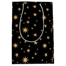 Gold Stars Geschenktasche - Schwarzer Hintergrund