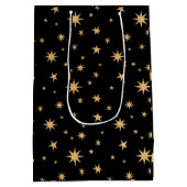 Gold Stars Geschenktasche - Schwarzer Hintergrund Mittlere Geschenktüte (Rückseite)