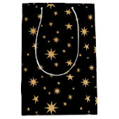Gold Stars Geschenktasche - Schwarzer Hintergrund Mittlere Geschenktüte (Vorderseite)