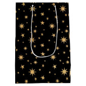 Gold Stars Geschenktasche - Schwarzer Hintergrund Mittlere Geschenktüte (Rückseite)