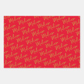 Gold Stars & Glitzern Personalisiert Red Geschenkpapier Set (Vorderseite 2)