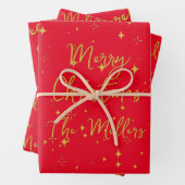Gold Stars & Glitzern Personalisiert Red Geschenkpapier Set (Beispiel)