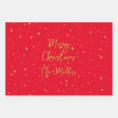 Gold Stars & Glitzern Personalisiert Red Geschenkpapier Set (Vorderseite)