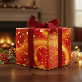 Gold Stars Glitzern und Light on Red Geschenkpapier Set