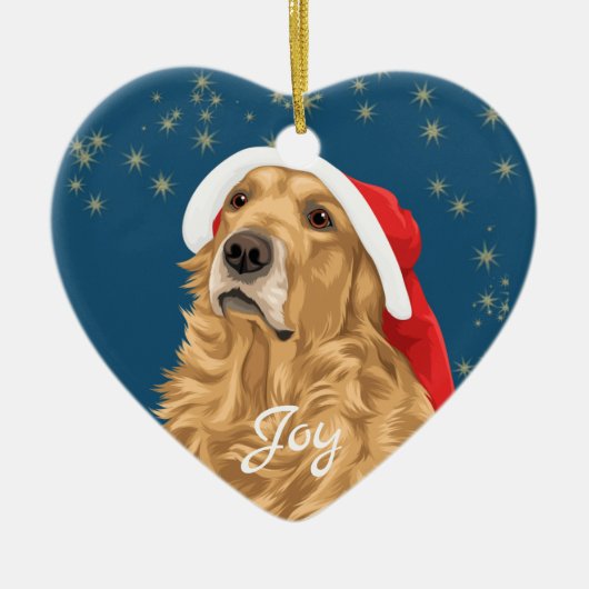Gold Stars Golden Retriever Keramik Ornament (Vorne)