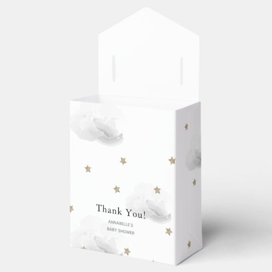 Gold Stars & Gray Clouds Kinderdusche Geschenkboxe Geschenkschachtel (Geöffnet)