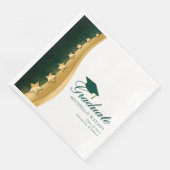 Gold Stars Green Hat Graduation Party Serviette (Ecke)
