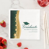 Gold Stars Green Hat Graduation Party Serviette (Beispiel)