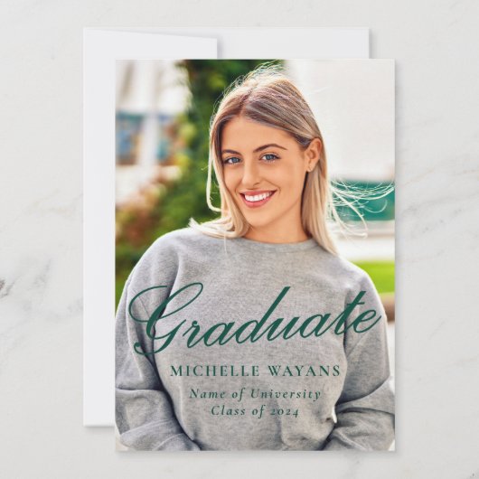 Gold Stars Grüner Abschluss Zeremonie und Party Einladung (Rückseite)