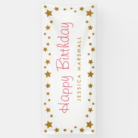 Gold Stars Happy Birthday Banner (Vertikal)