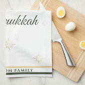 Gold Stars | Happy Hanukkah | INDIVIDUELLE NAME Geschirrtuch (Viertel Falte)