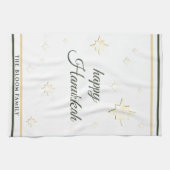 Gold Stars | Happy Hanukkah | INDIVIDUELLE NAME Geschirrtuch (Horizontal)