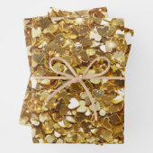 Gold Stars Hearts Confetti Geschenkpapier Set (Beispiel)