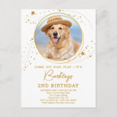 Gold Stars Hund Geburtstag Personalisiertes Tier F Einladungspostkarte (Vorderseite)