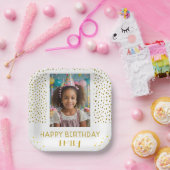 Gold Stars Imitate Glitzer Geburtstag Kinder Foto Pappteller (Party)